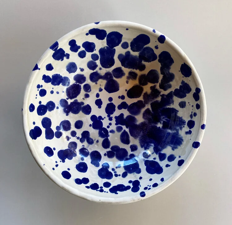 Large Blue Dotted Bowl #1287