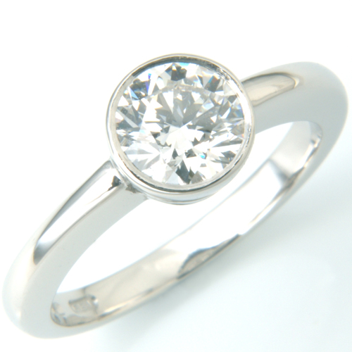 18ct White Gold Rub Set Diamond Solitaire Engagement Ring — Form ...