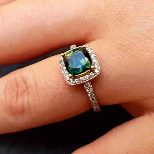Bespoke Green Sapphire and Diamond Halo Engagement Ring, Form Bespoke Jewellers, Recommended Jewellers, Leeds, Yorkshire.jpg