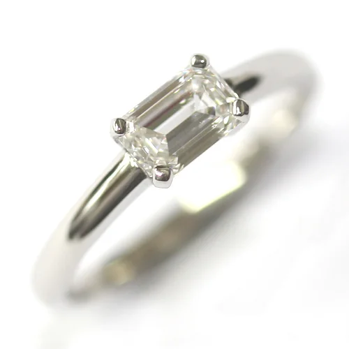 Platinum Solitaire Emerald Cut Diamond Engagement Ring.jpg