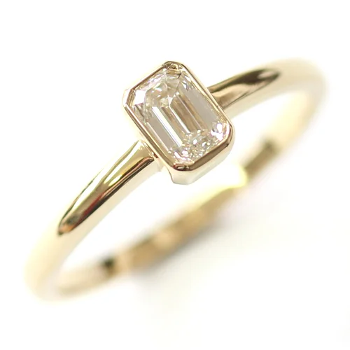 18ct Yellow Gold Solitaire Emerald Cut Diamond Engagement Ring.jpg