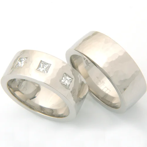 Palladium Hammered Effect Wedding Ring Set.jpg