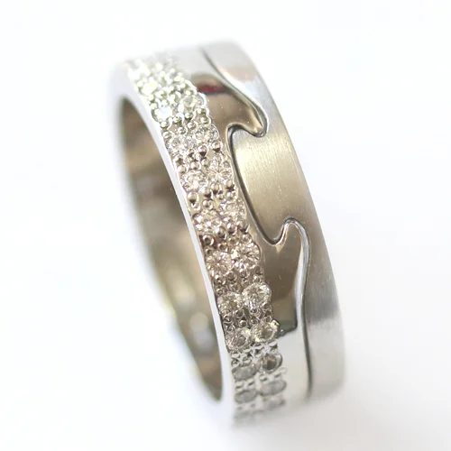 Platinum Jigsaw Diamond Set Engagement and Fitted Wedding Ring.jpg