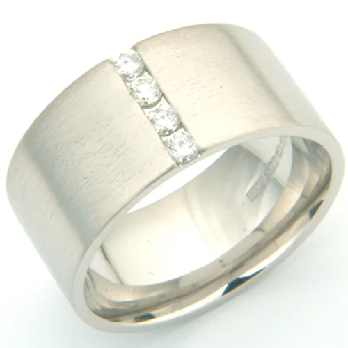 Palladium Gents Four Diamond Set Wedding Ring.jpg
