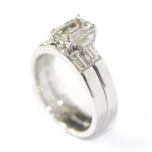 Platinum Double Diamond Set Fitted Wedding Ring Set.jpg