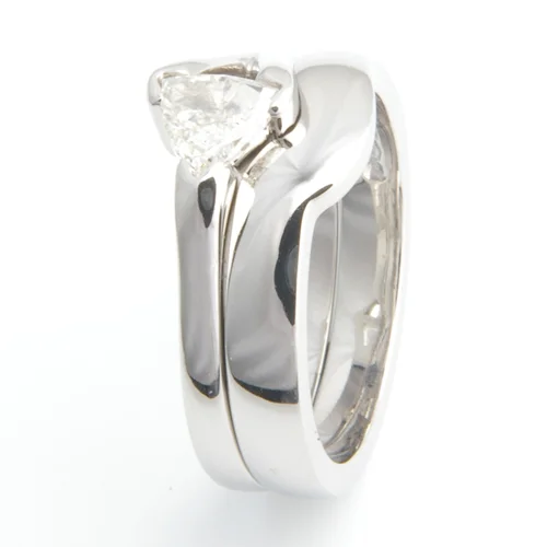 Platinum Fitted Wedding Ring to Trillion Diamond Engagement Ring.jpg