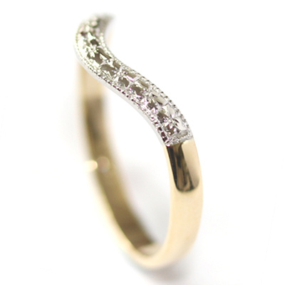 Yellow and White Gold Engraved Fitted Wedding Ring — Form Bespoke Jewellers
