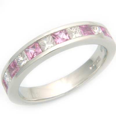 Platinum Diamond & Pink Sapphire Eternity Ring — Form Bespoke Jewellers