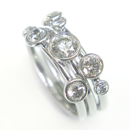 Blue and White Diamond Bezel Stacking Ring | Tanya Farah Fine Jewelry