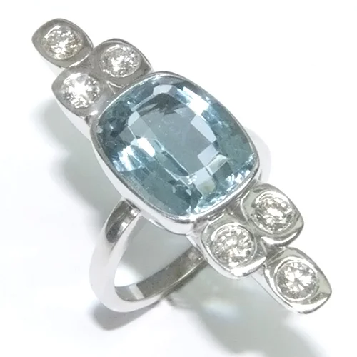9ct White Gold Aquamarine and Diamond Cocktail Ring.jpg