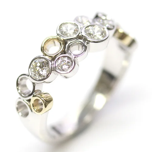 9ct White and Yellow Gold Multi Circle Diamond Dress Ring 2.jpg