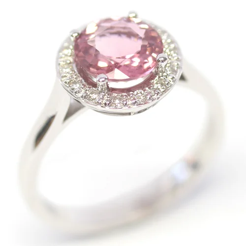 9ct White Gold Pink Tourmaline and Diamond Halo Ring.jpg