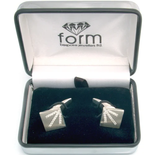 Silver ‘Scintillate’ Diamond Set Tooth Cufflinks