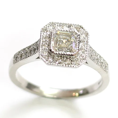 Platinum Princess Cut Diamond Cluster Engagement Ring.jpg
