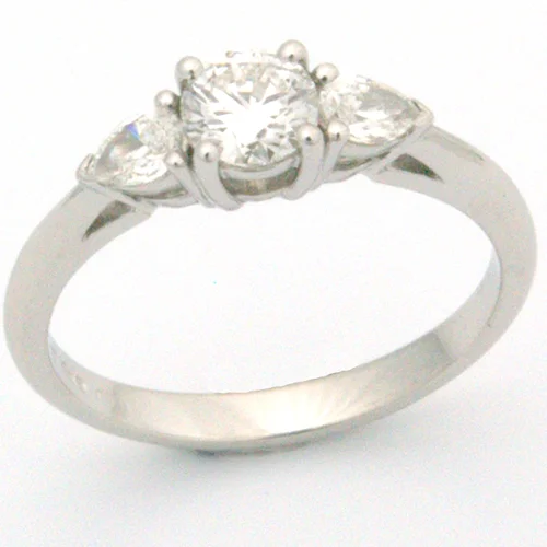 Platinum Oval and Round Brilliant Cut Diamond Trilogy Engagement Ring 2.jpg