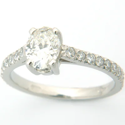 Platinum Oval Cut Diamond Engagement Ring with Diamond Set Band 1.jpg