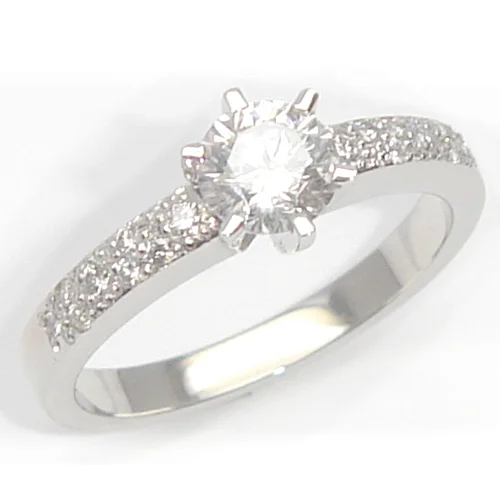 Platinum Solitaire Diamond with Pave Shoulders Engagement Ring.jpg