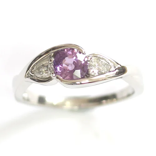 Platinum Purple Sapphire and Diamond Trilogy Engagement Ring 2.jpg