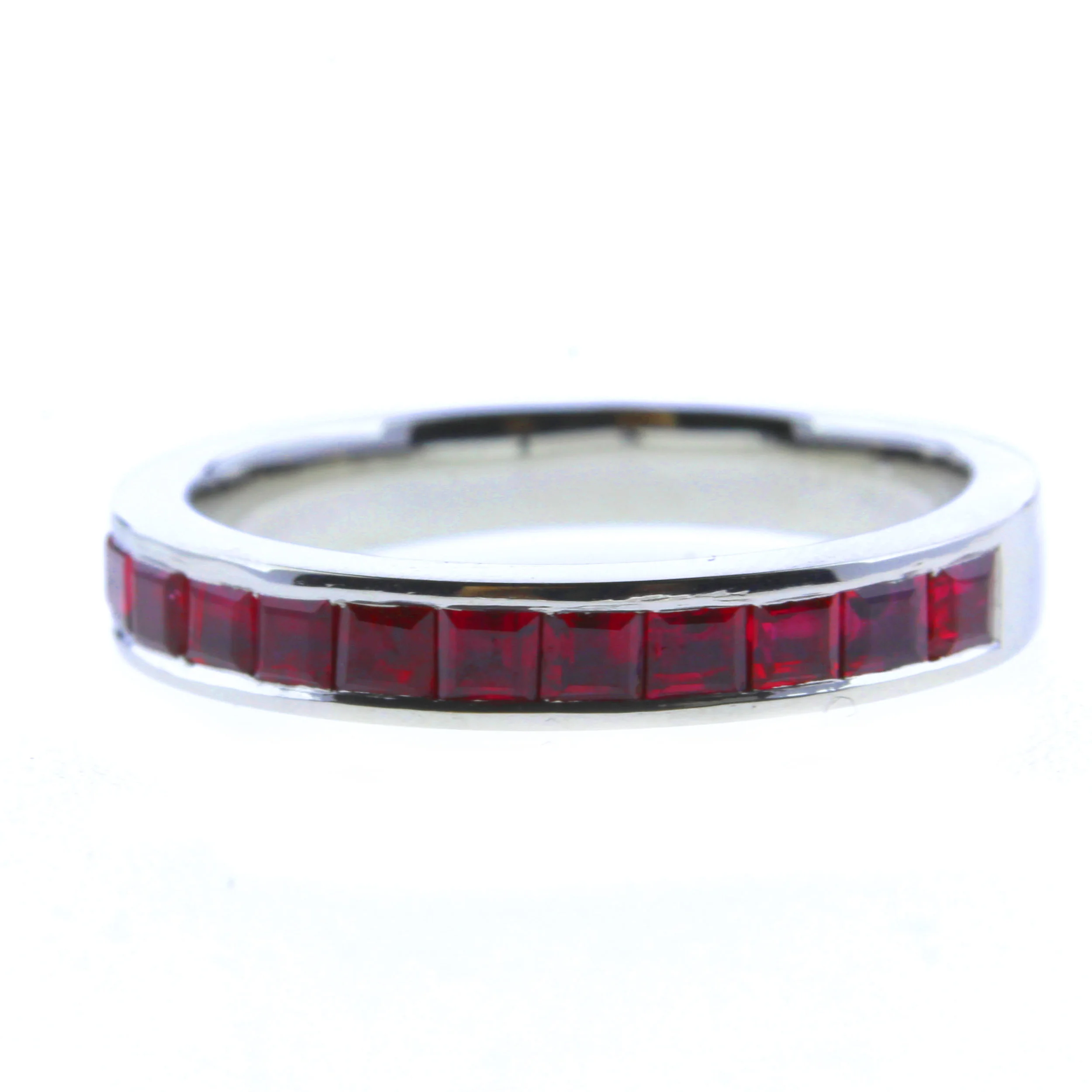 Platinum Channel Set Princess Cut Ruby Eternity Ring