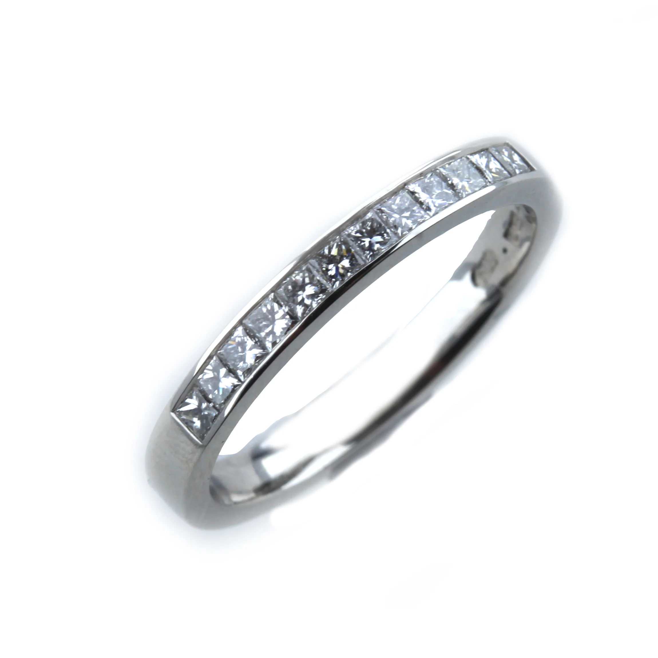 Platinum Channel Set Princess Cut Diamond Eternity Ring