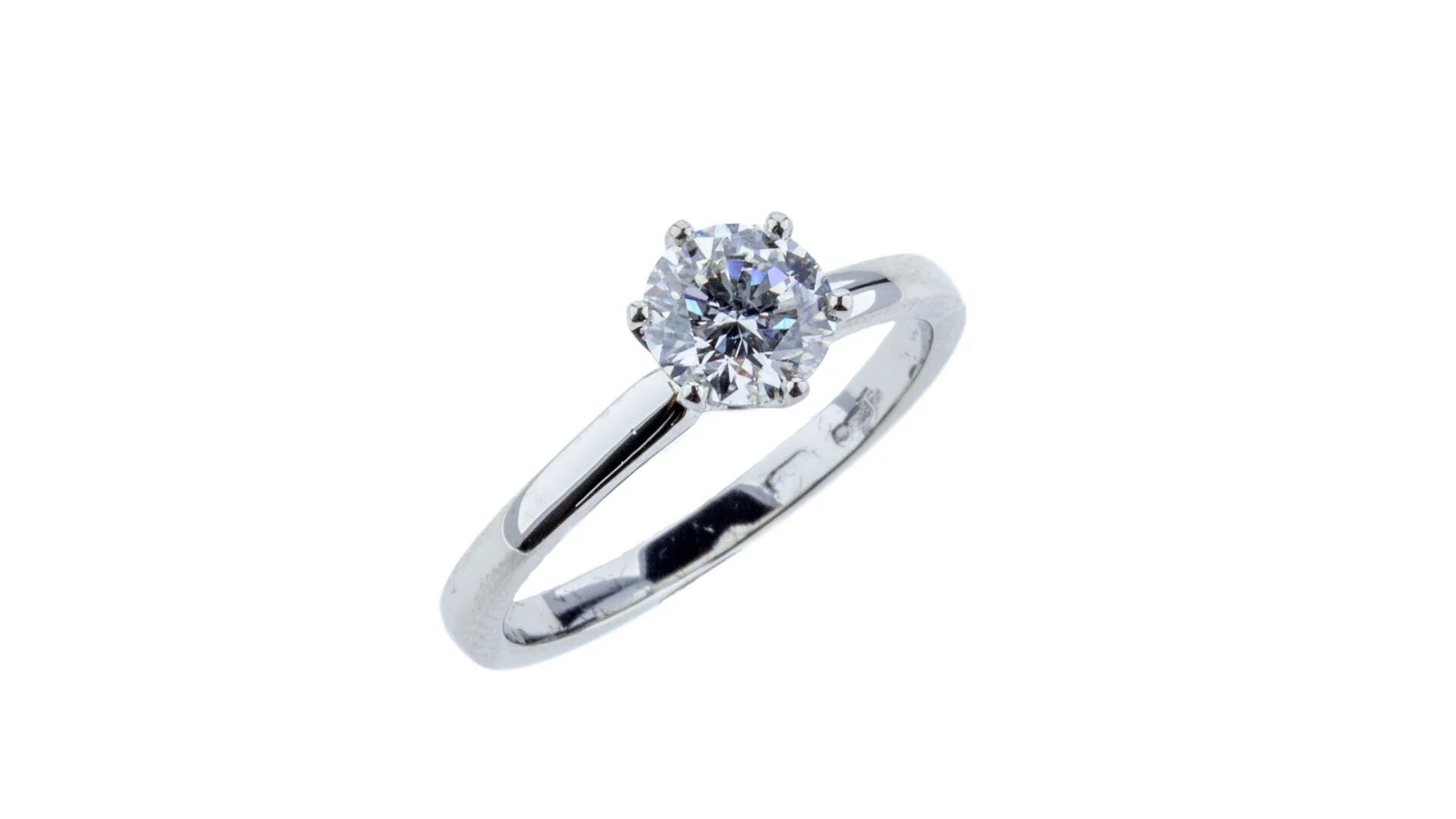 Platinum Round Brilliant Cut Diamond Solitaire Engagement Ring