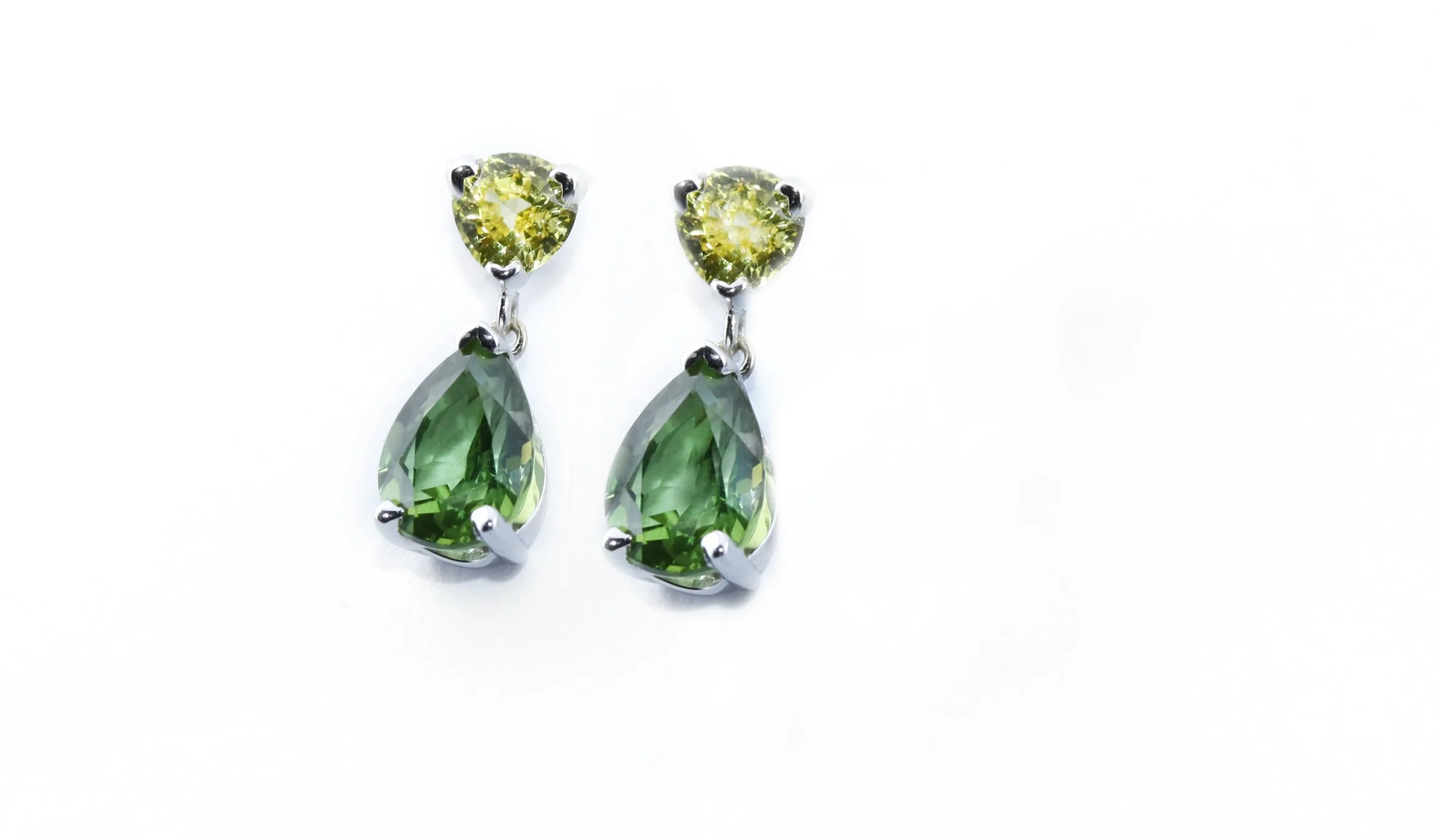Yellow and Green Sapphire Drop Earrings