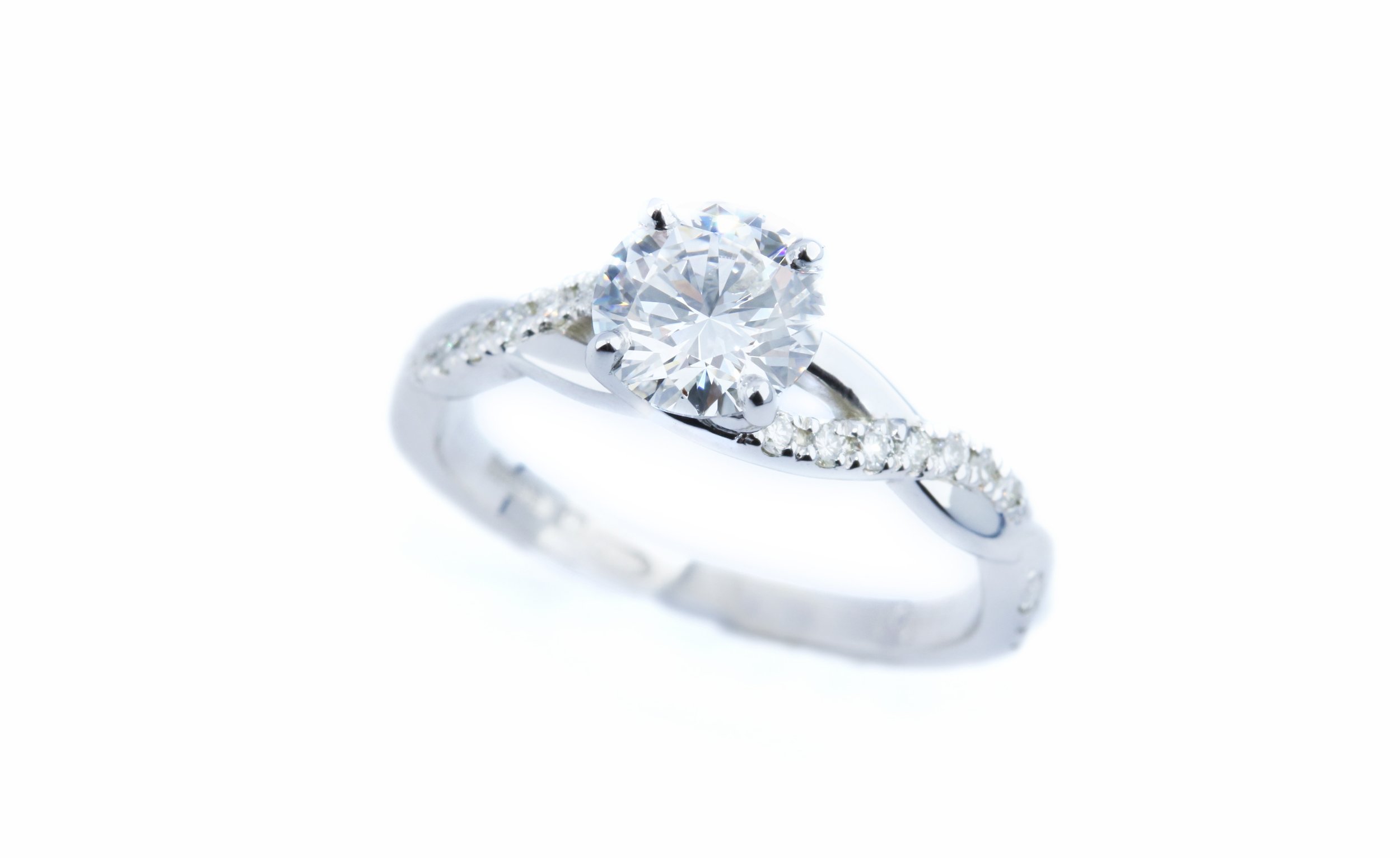 Platinum &amp; Brilliant Cut Diamond Twist Engagement Ring