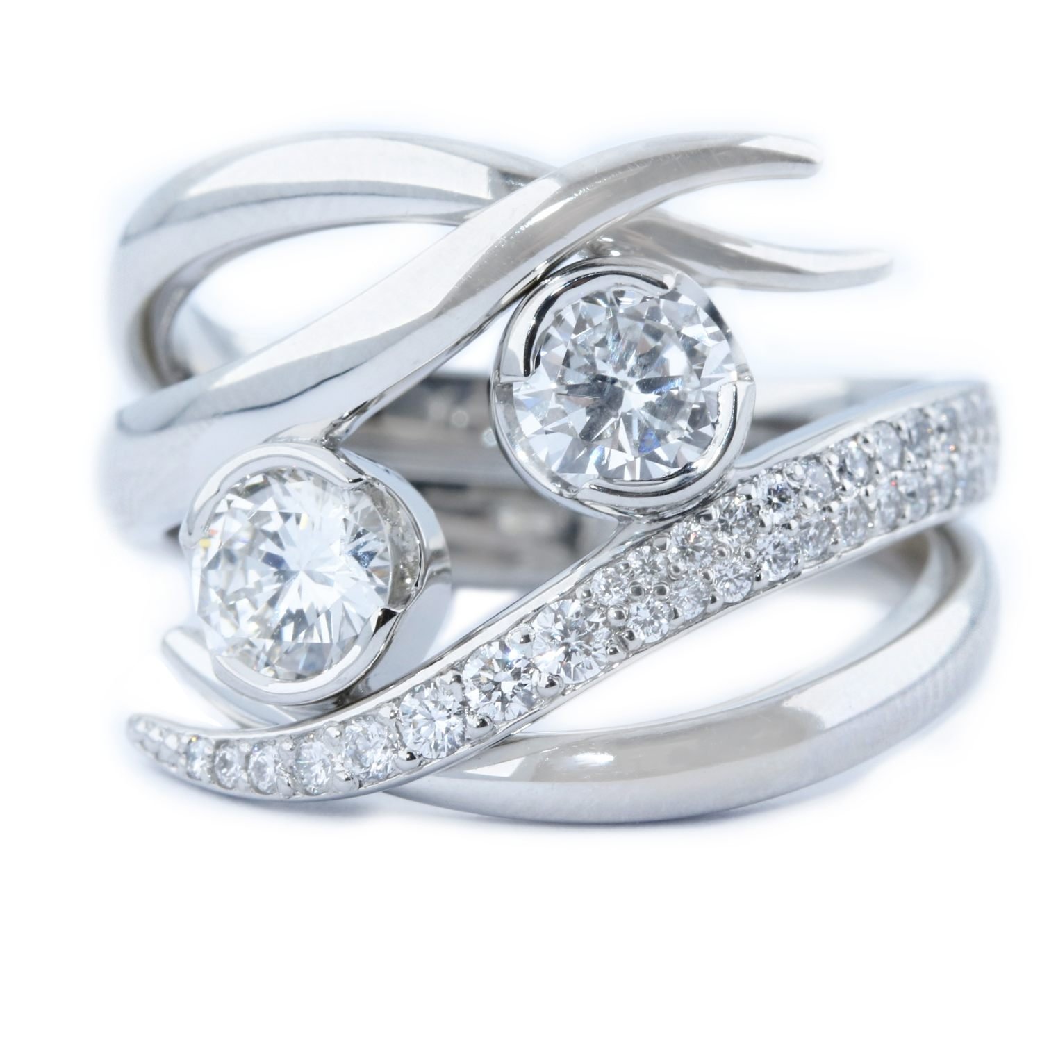 Interlocking Set Diamond Engagement Ring Mounting Wedding Band Platinum .96  CTW | eBay