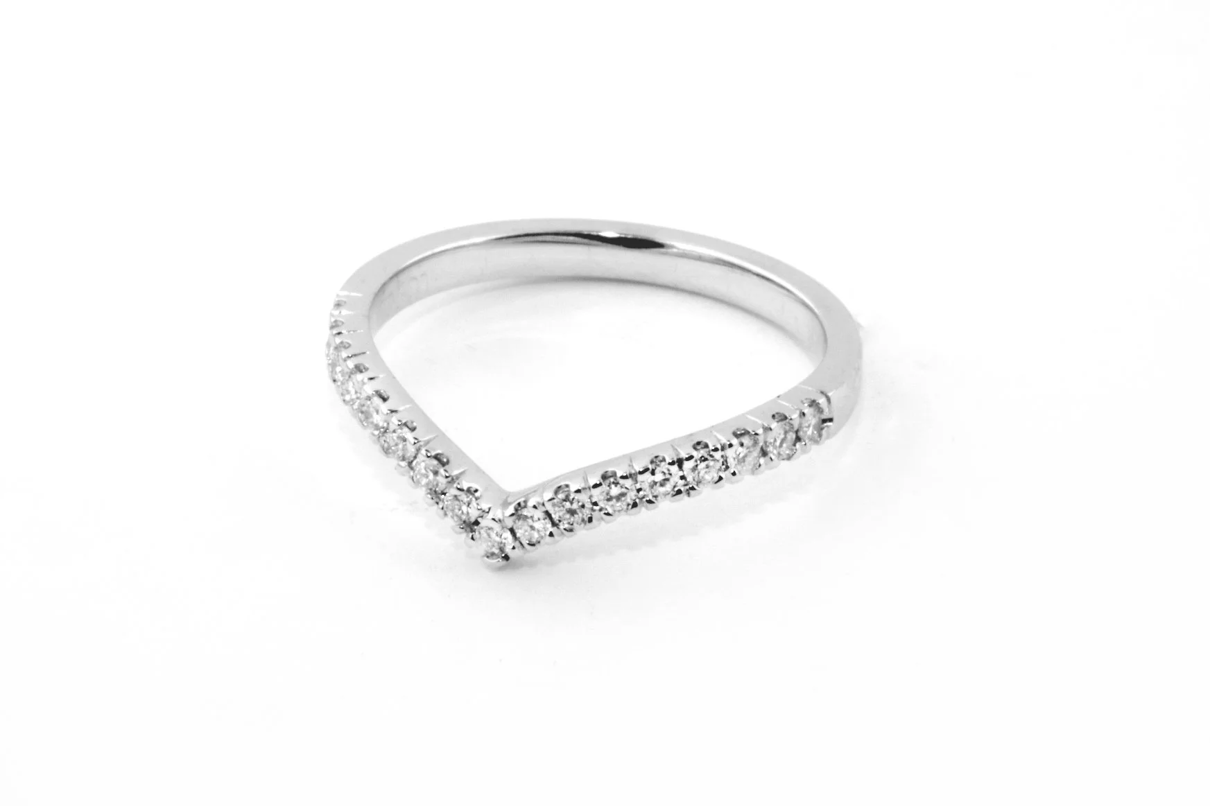 Platinum Diamond Set Wishbone Fitted Wedding Ring
