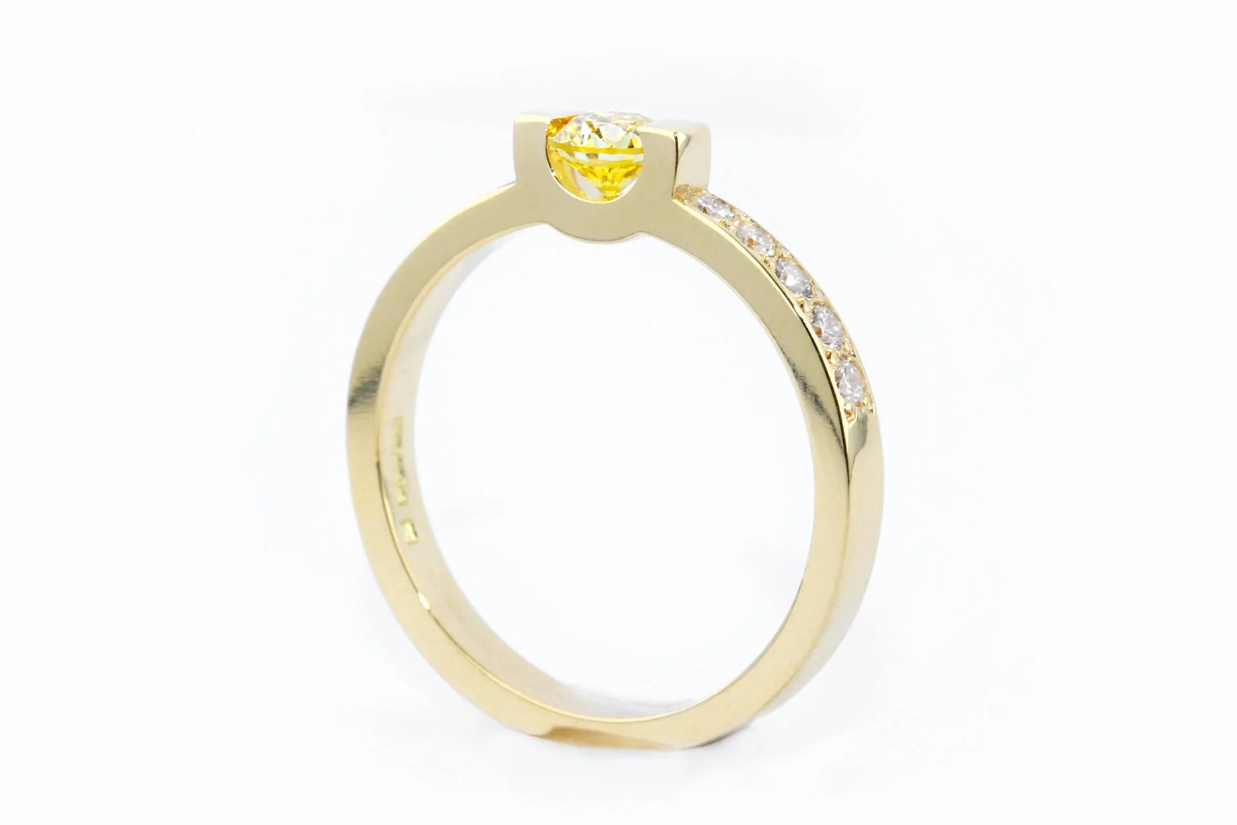 Yellow Gold Round Cut Yellow Diamond Engagement Ring