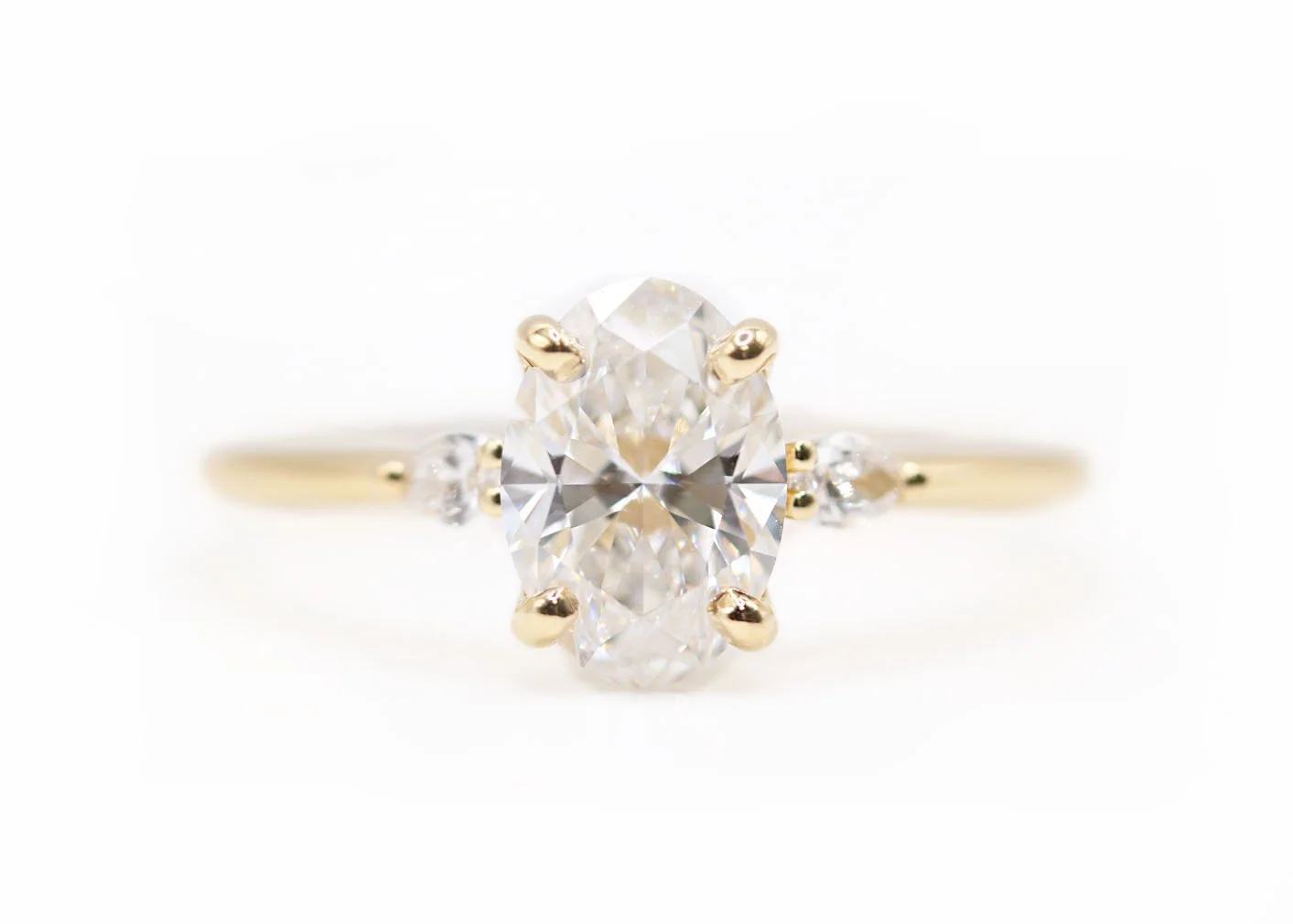18ct Yellow Gold Oval and Pear Trilogy Engagement Ring
