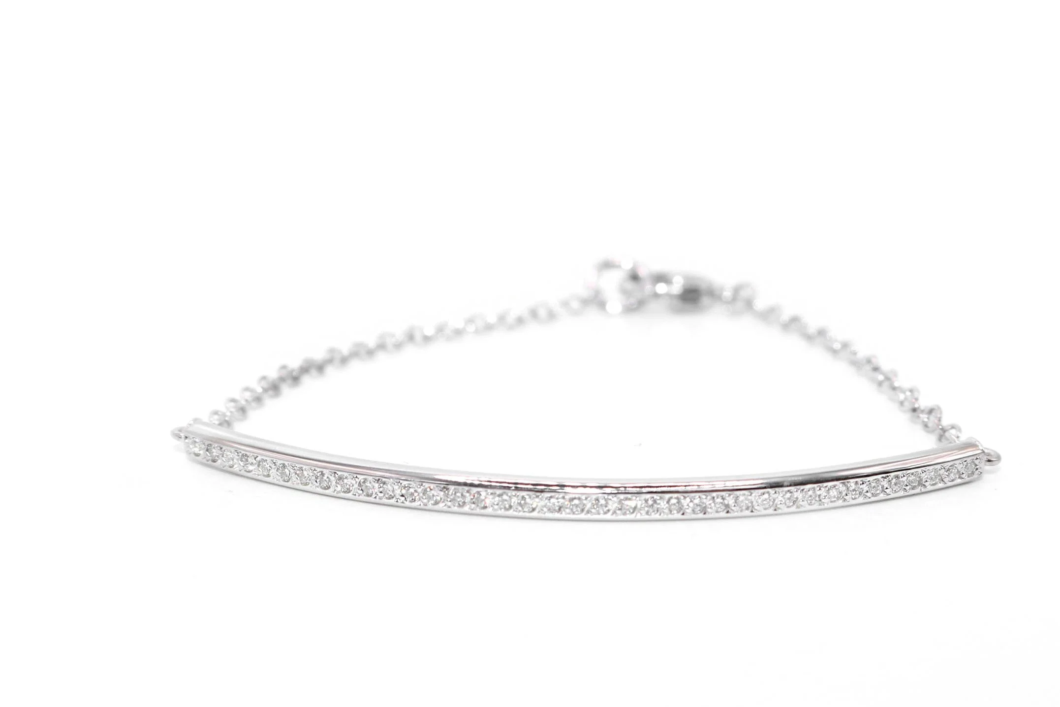 9ct White Gold Diamond Set Bar Bracelet