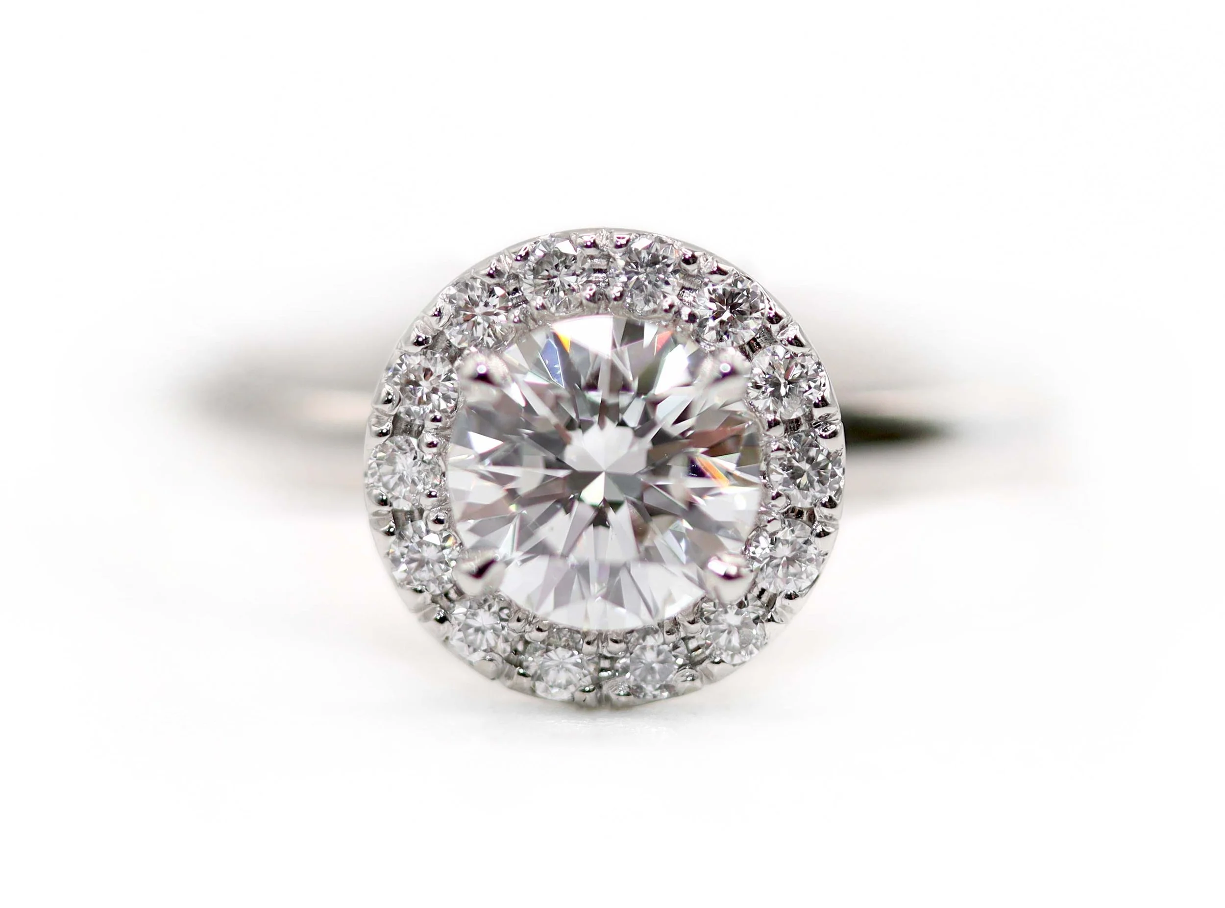 Platinum Round Diamond Halo Engagement Ring