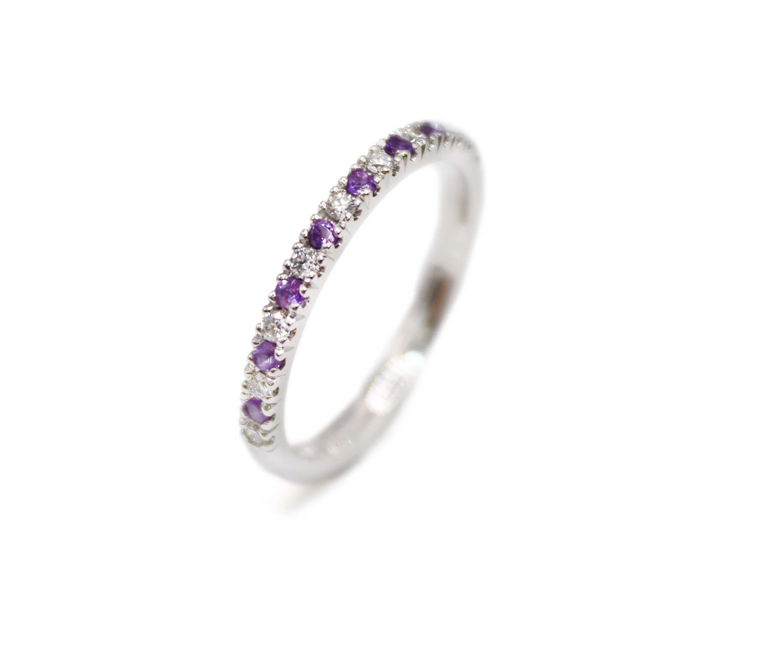 Diamond and Amethyst Platinum Eternity Ring