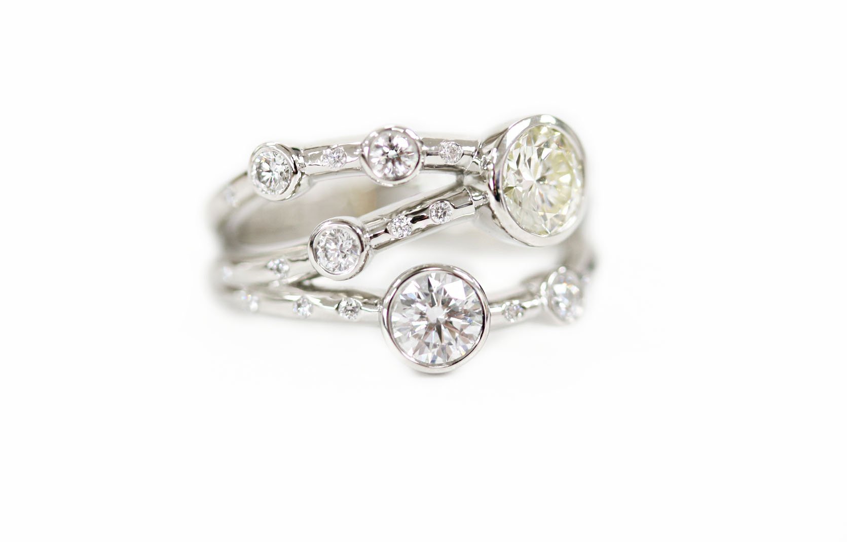 Platinum Round Brilliant Cut Diamond Multi-Band Dress Ring — Form ...
