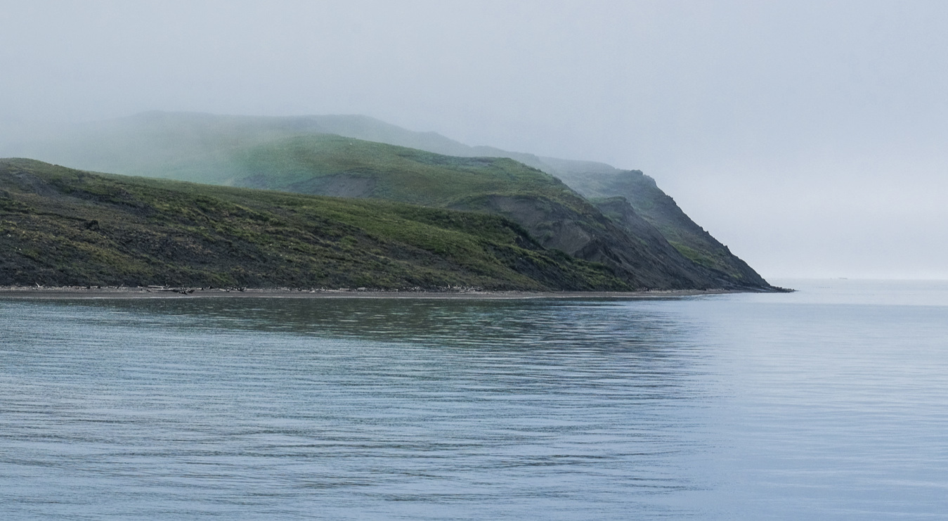 The coast of Qikiqtaruk, shrouded in fog - welcome to the vanishing island!
