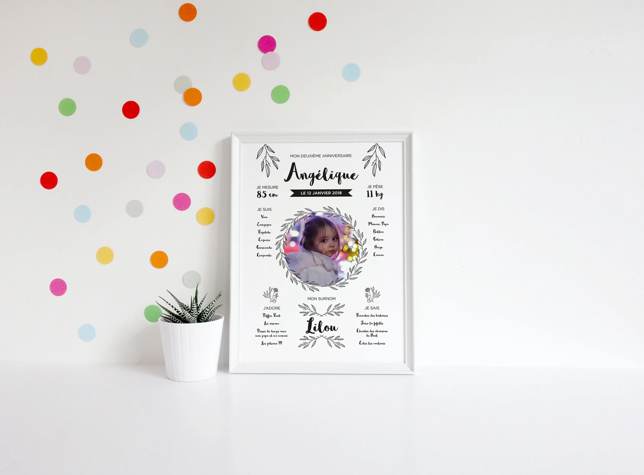 Affiche anniversaire 2 ans et plus - détails végétaux
