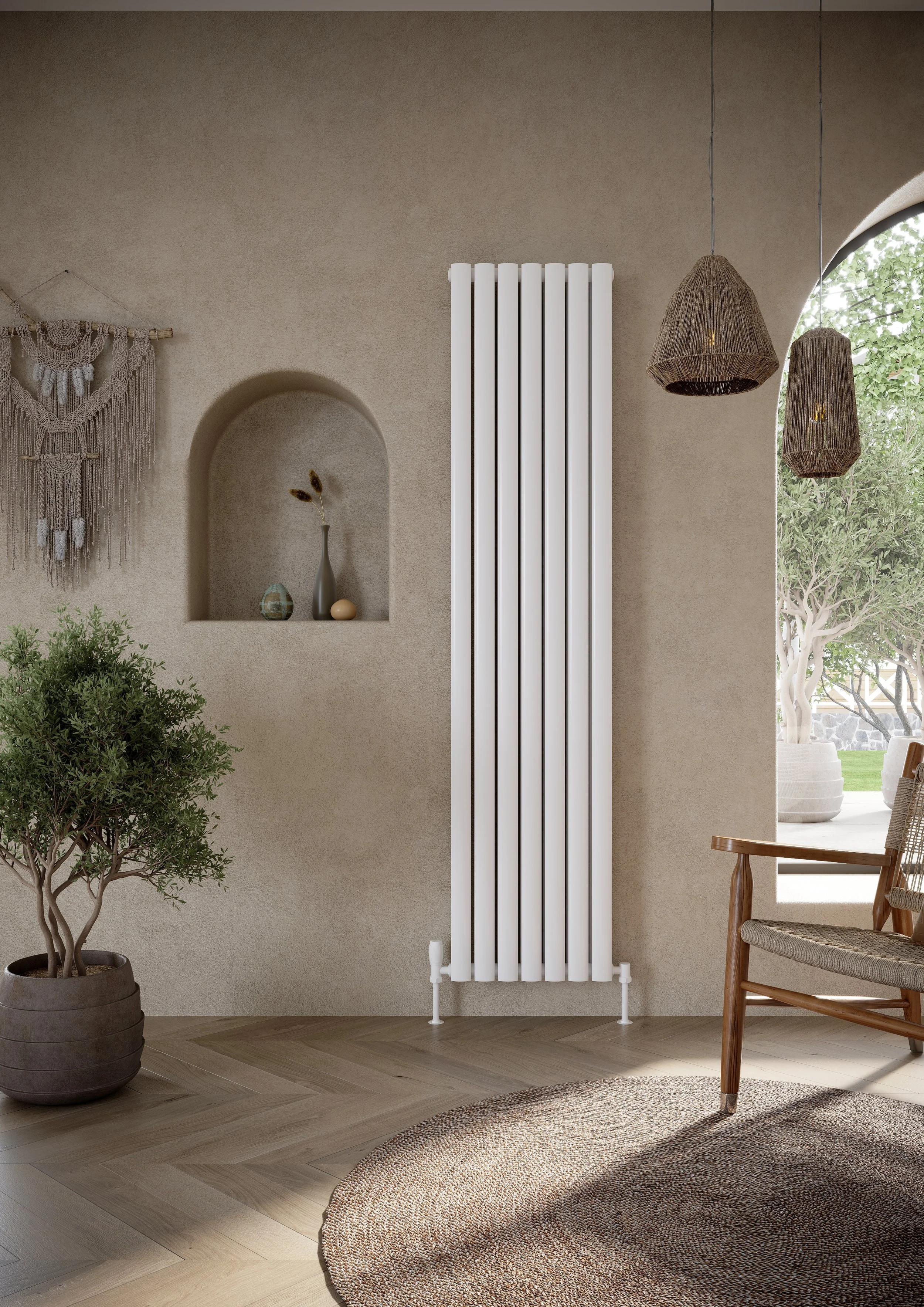 Ape White Vertical Radiator 1800x413mm Double panel