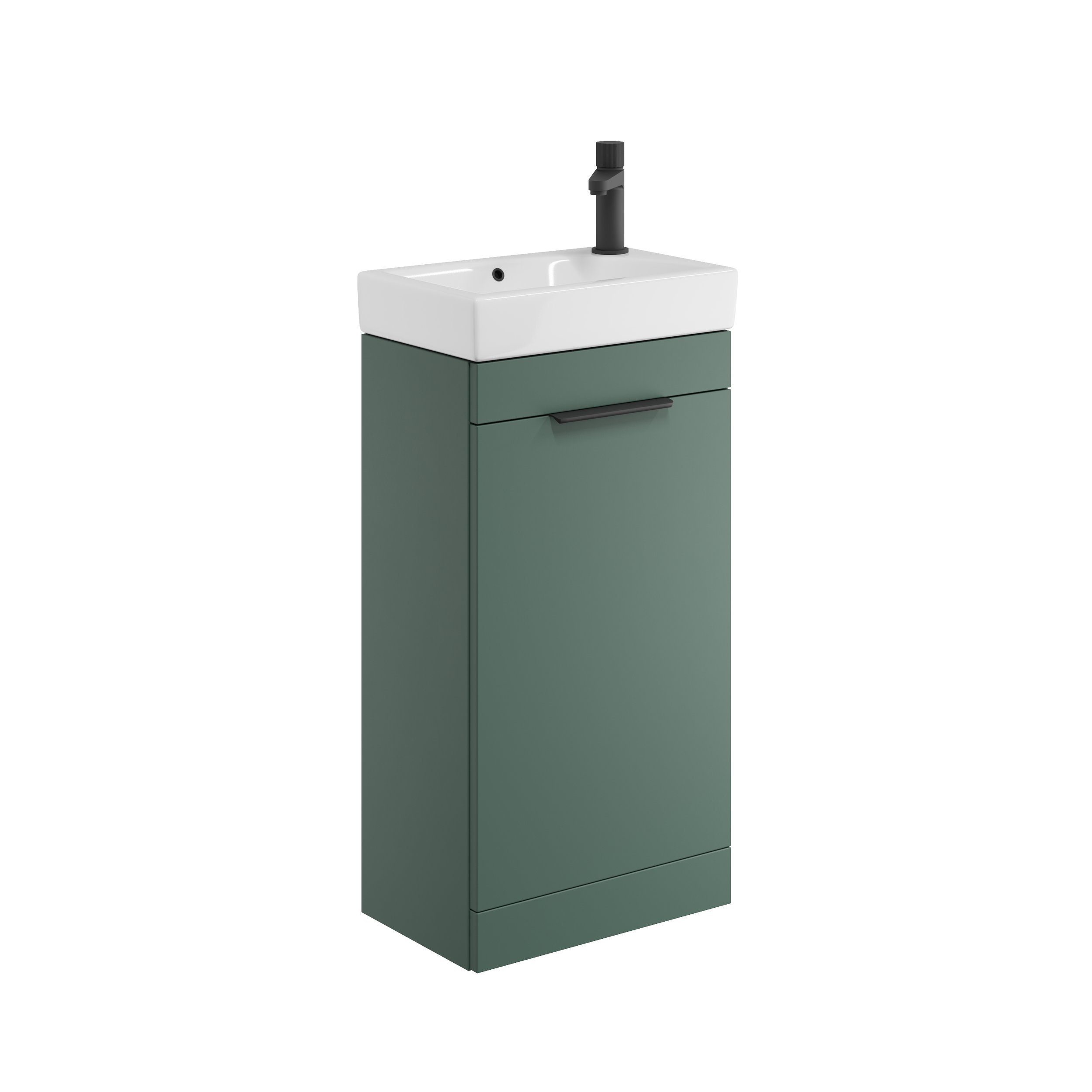 ESMEE 450mm Matt Green Cloakroom Floorstanding Unit, Basin & Chrome Handle