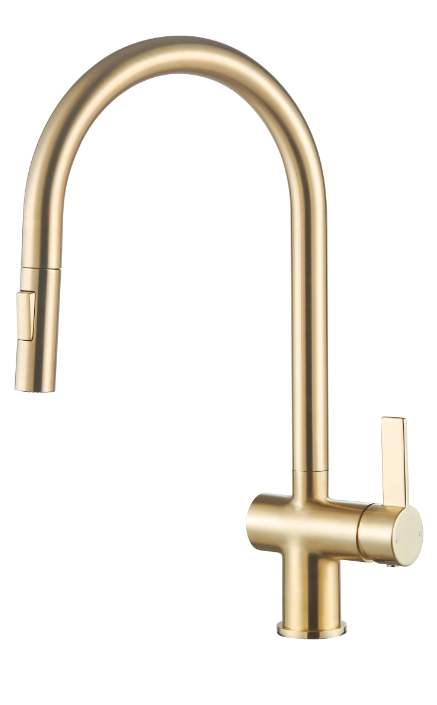 MAY KITCHEN MIXER PULL OUT 2 SPRAY BRASS (1BAR MINIMUM PRESSURE)