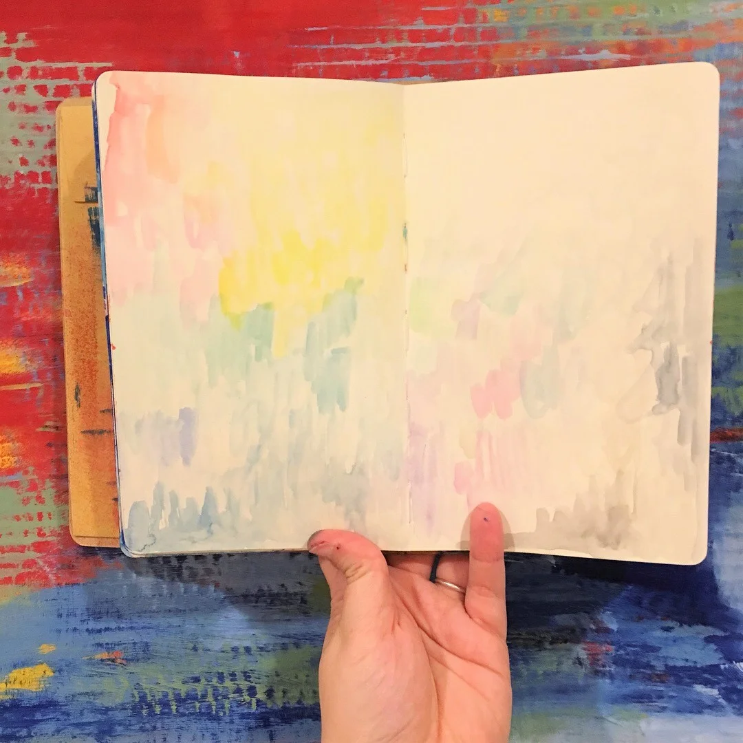 background from cleaning off waterbrush intPrima watercolor confections