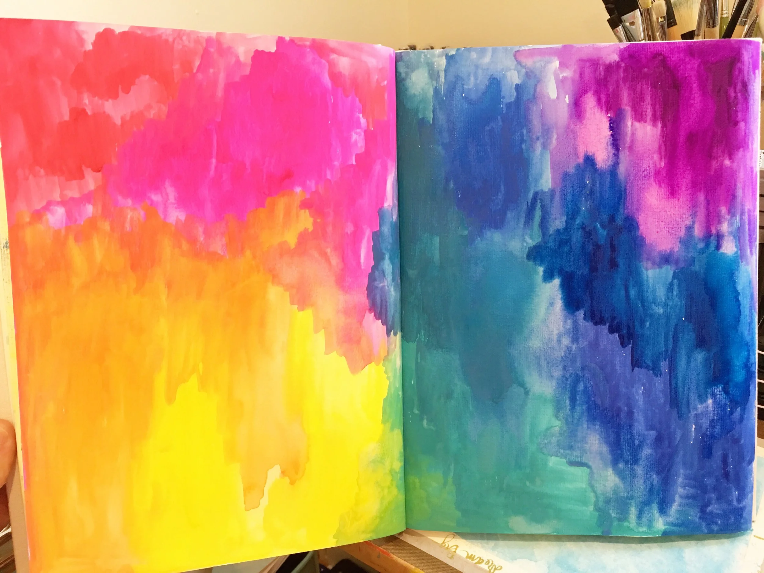 From the same Winsor & Newton gouache swatch project above; when I learned a liiiiiitle gouache on a brush goes a loooon way. :)