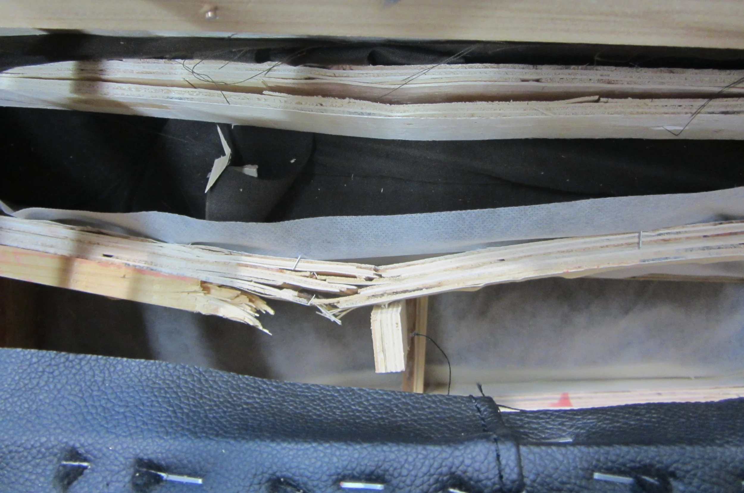 more damage on the “new” sofa in our shop for repair