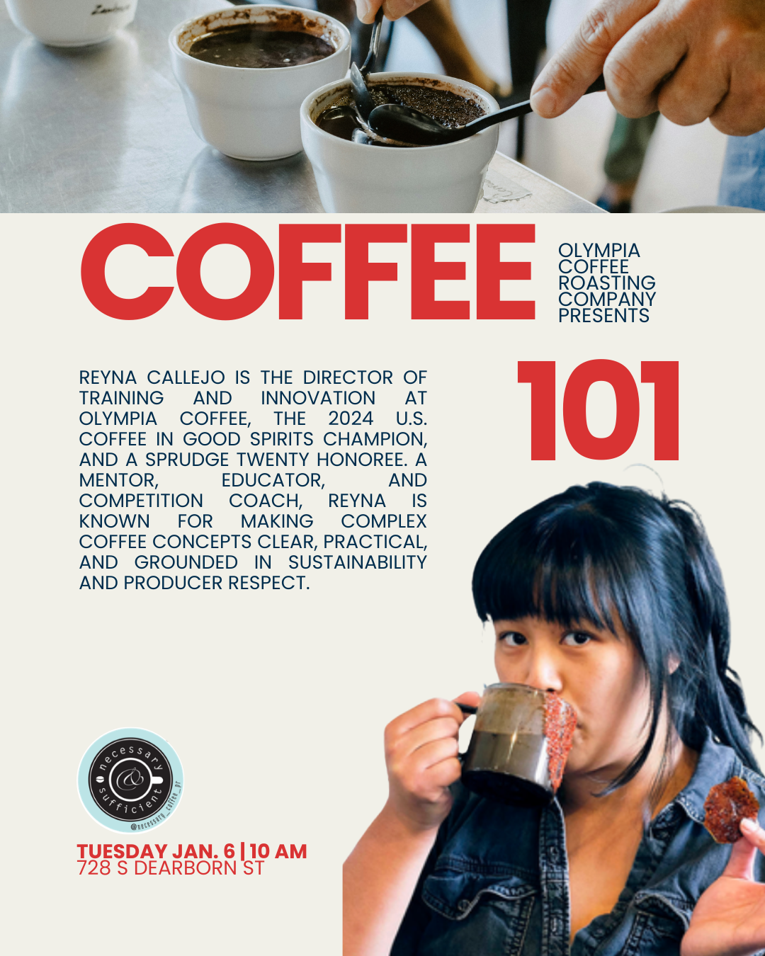 Coffee 101: A Special Coffee Cupping Event with Champion Reyna Callejo Tuesday at 10 am