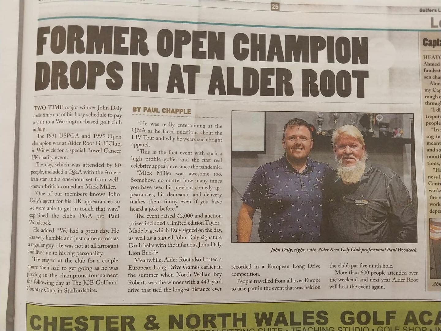 A great write up in Golfers local about our @pga_johndaly event ⛳️