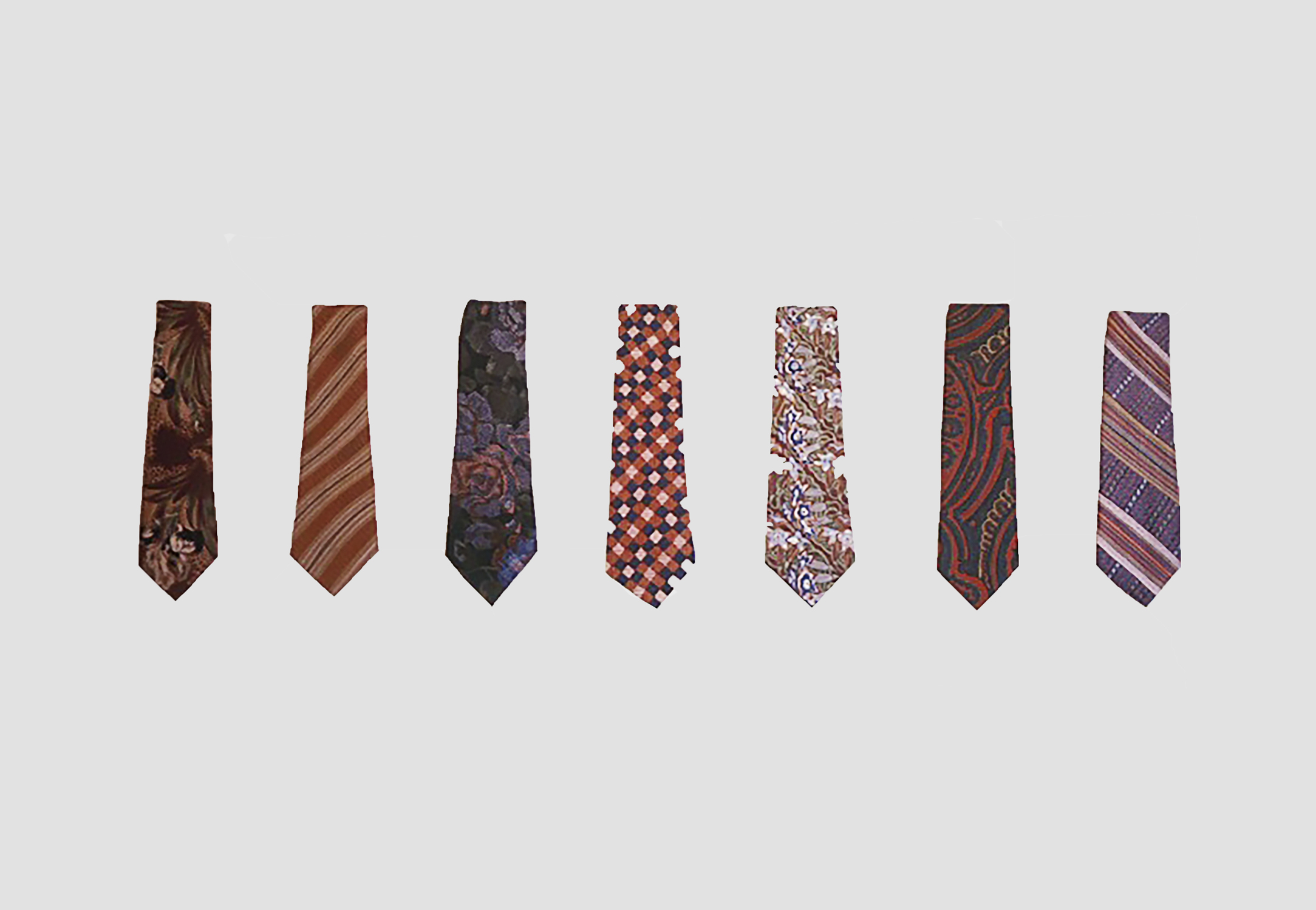  Seven Patterned Ties, 97 x 28”, 1978 