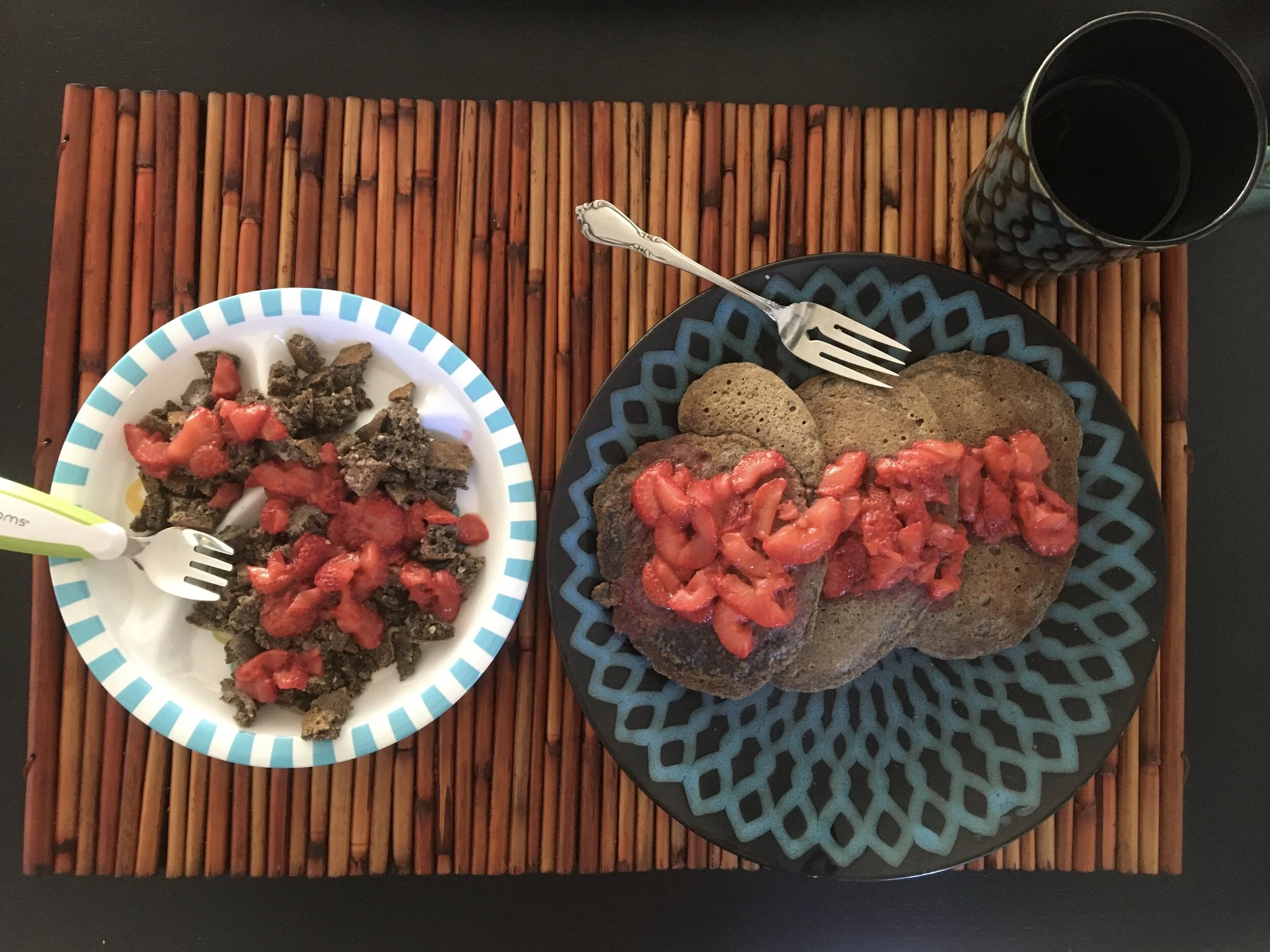 Buckwheat Pancakes with Strawberry Compote