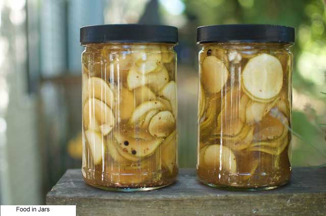 Photo Courtesy of food in jars- Preserves #3- Slightly Sweet Zucchini Fridge Pickles