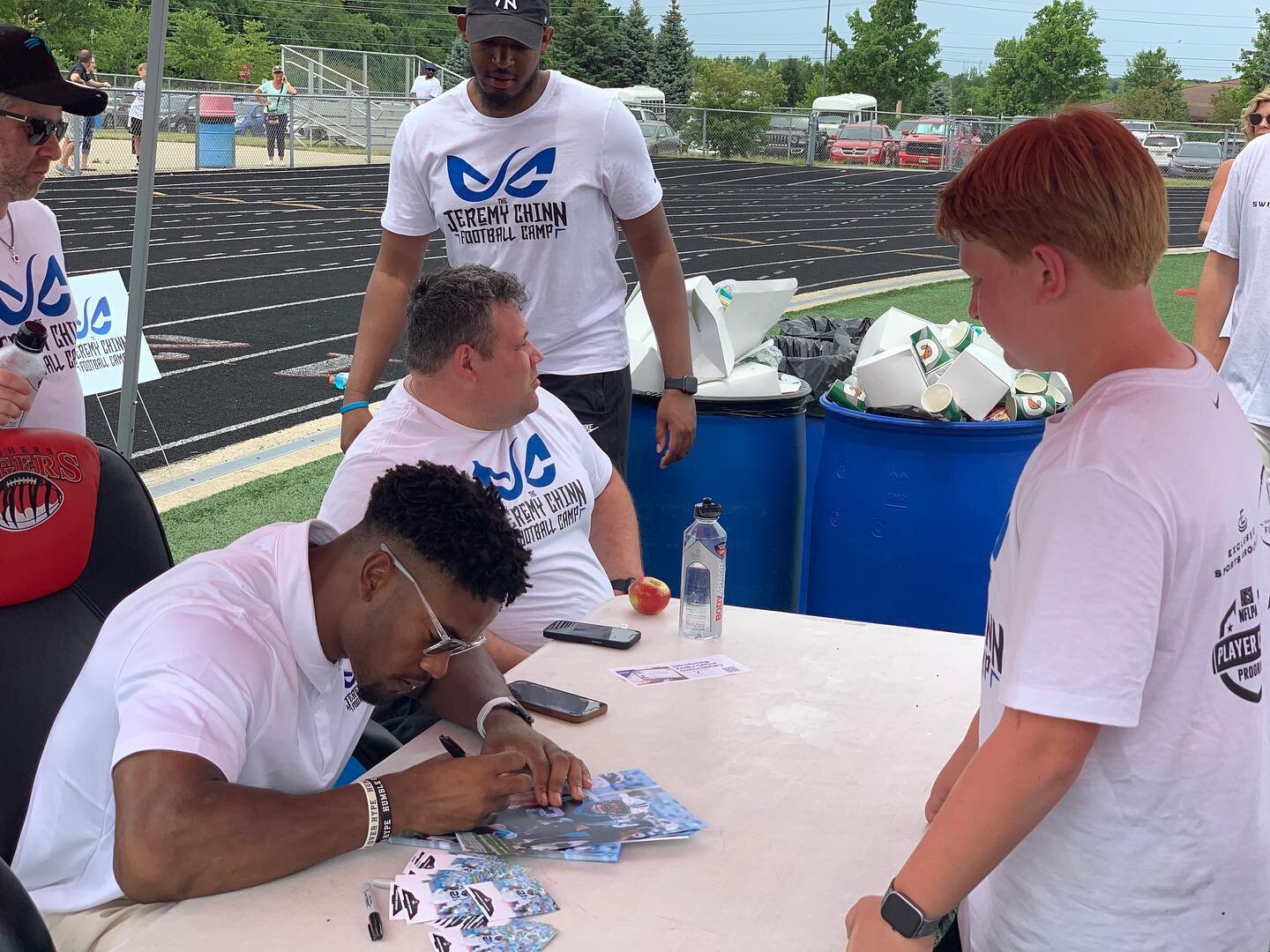 Our 18th anniversary has been a day of our kids. Luke had a football camp and got to meet Jeremy Chinn; Ev had a party with all her kindergarten classmates; and Wes is riding a wagon in the parade. Each kid living their best life. 

18 years together