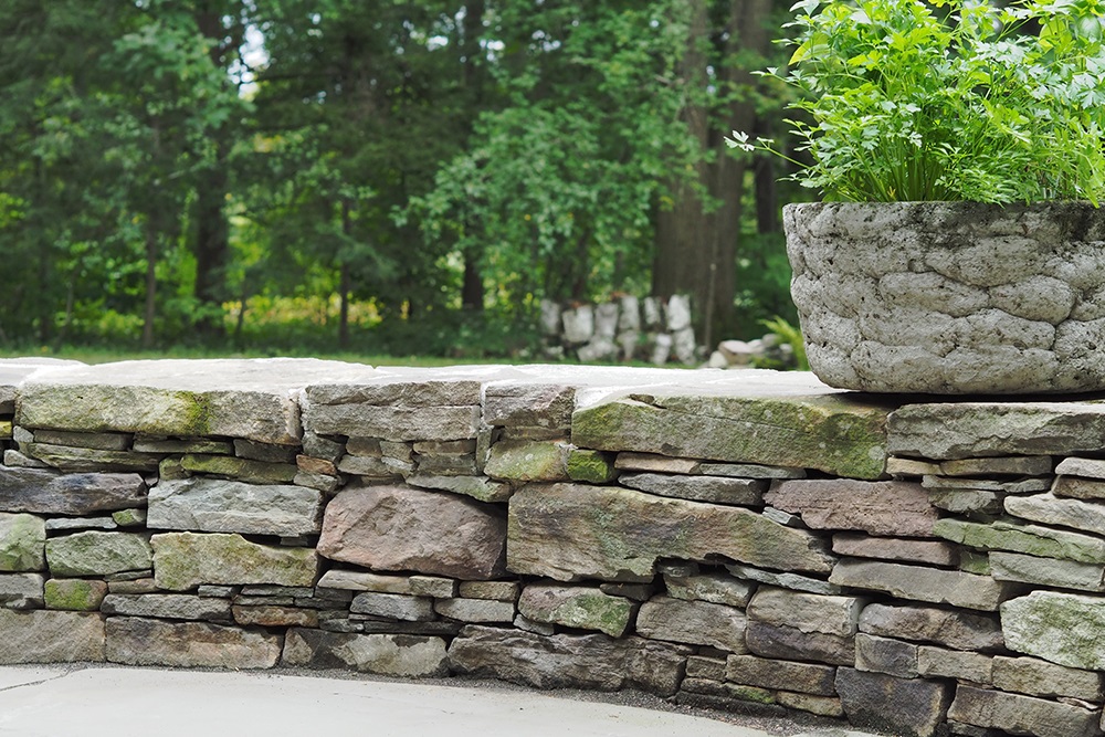 Landscape installation of artistic stonework in Vermont
